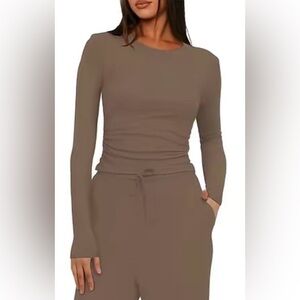 Everyday Wide-Leg Pants & Long-Sleeve Top Set in Taupe